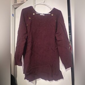 Maurices Deep Red Sweater with Button Details